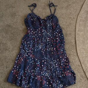 Navy Blue Spaghetti Strap Dress